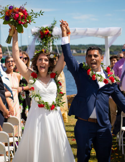 Excited Bride And Groom Celebrating Their Marriage captured by PEI Wedding Photographer Sandpiper Studios