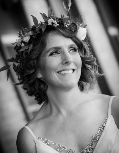 beautiful black and white photo of bride by pei wedding photographer