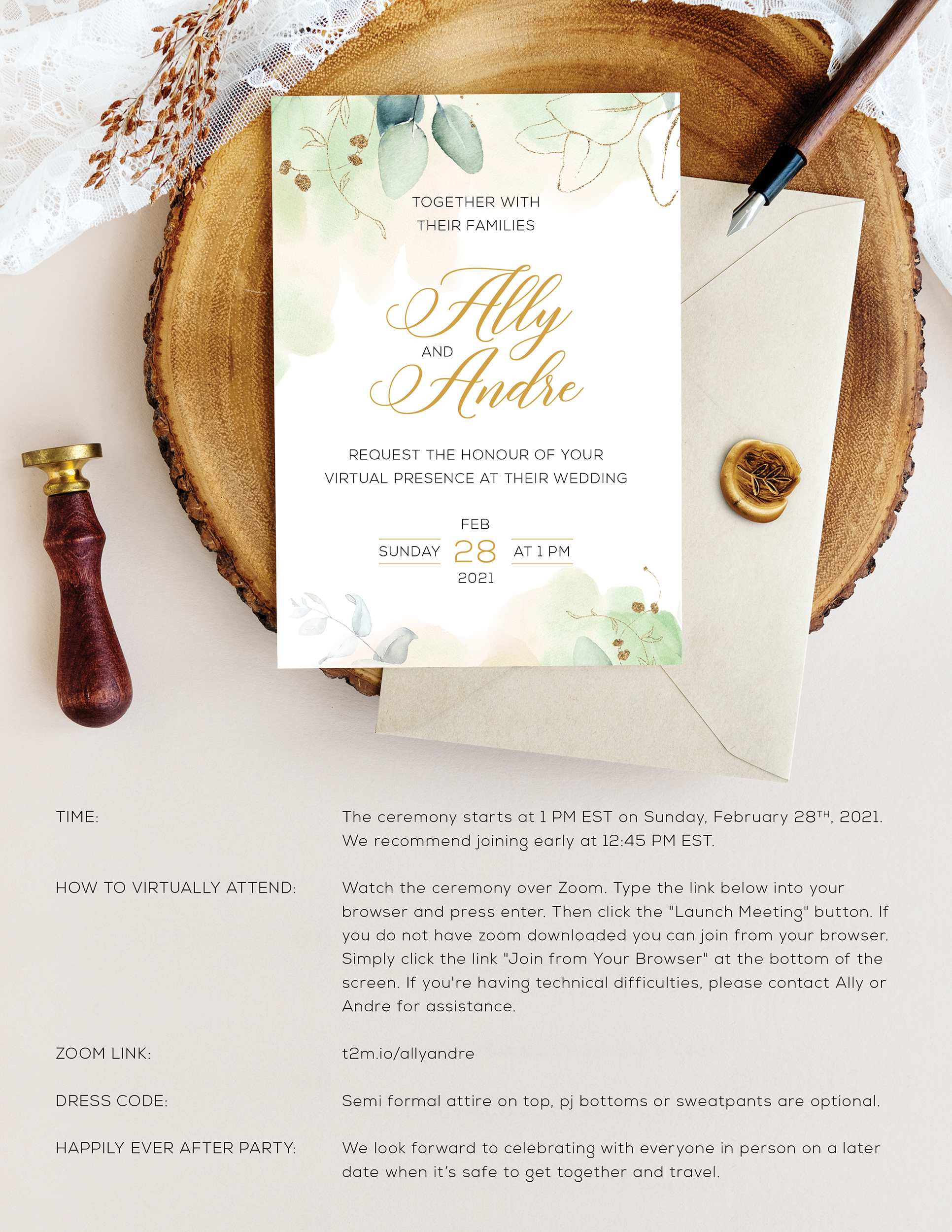 zoom wedding invitation